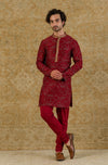MAROON BLOCK PRINTED KURTA SET