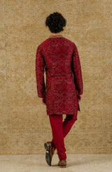 MAROON BLOCK PRINTED KURTA SET