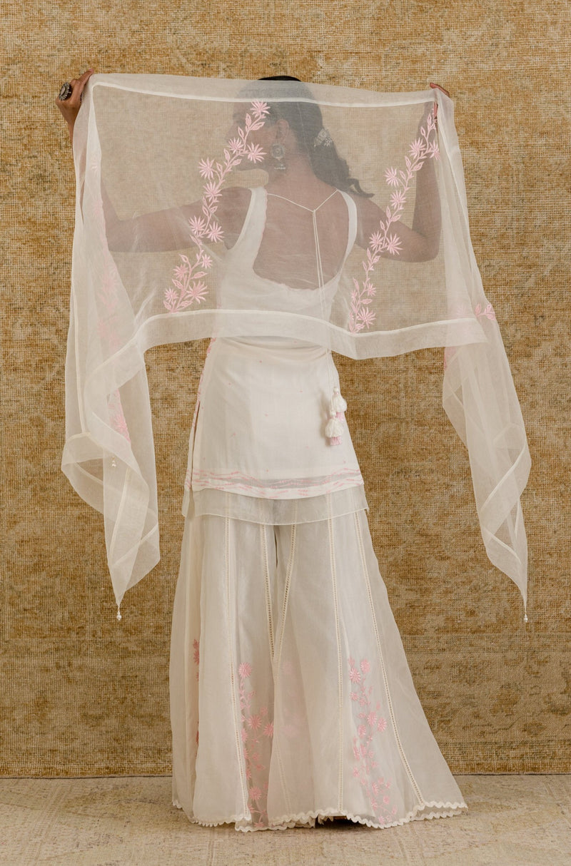 Alia Bhatt in Ivory Georgette Sharara  Set
