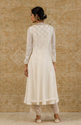 Ivory Mukaish Anarkali Set