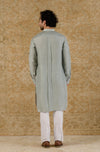 Ash Blue Linen Satin Kurta Set