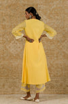 Yellow Embroidered Chanderi Kurta Set