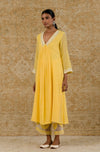 Alia Bhatt in YELLOW CHANDERI KURTA SET