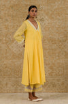 Yellow Embroidered Chanderi Kurta Set