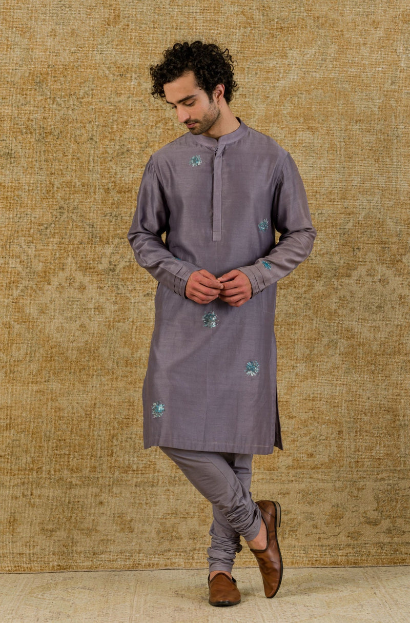 Lilac Hand-Painted Kurta Set