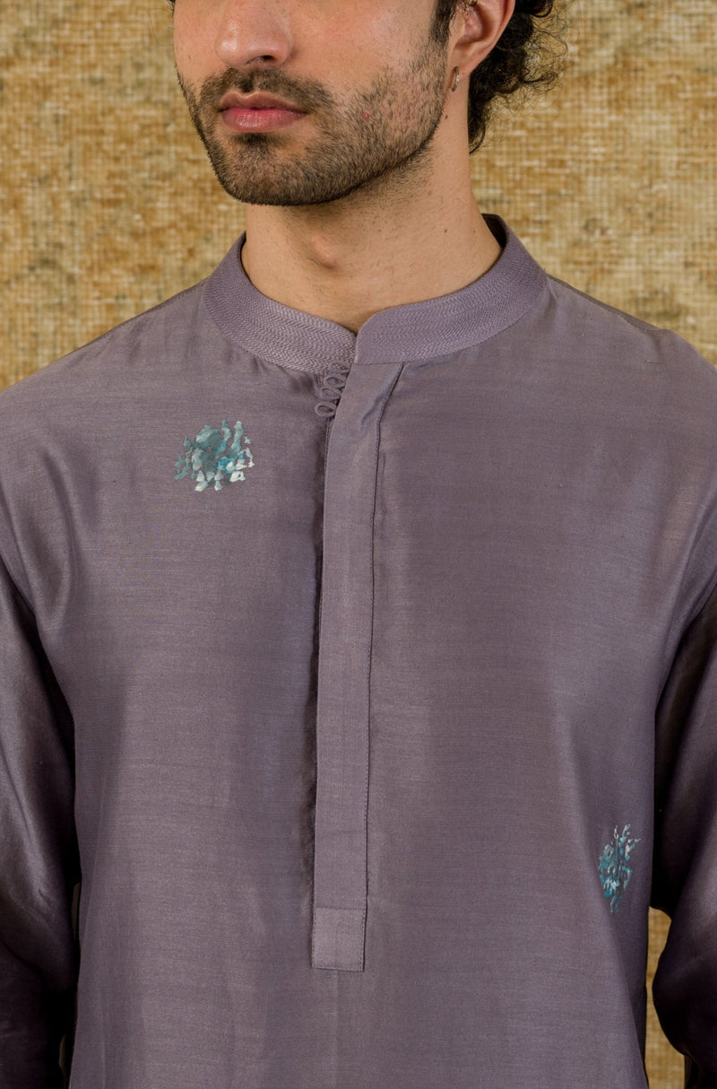 Lilac Hand-Painted Kurta Set