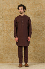WINE PIN TUCK  KURTA SET