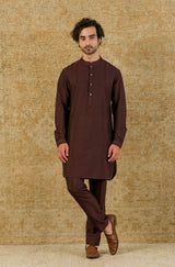 WINE PIN TUCK  KURTA SET