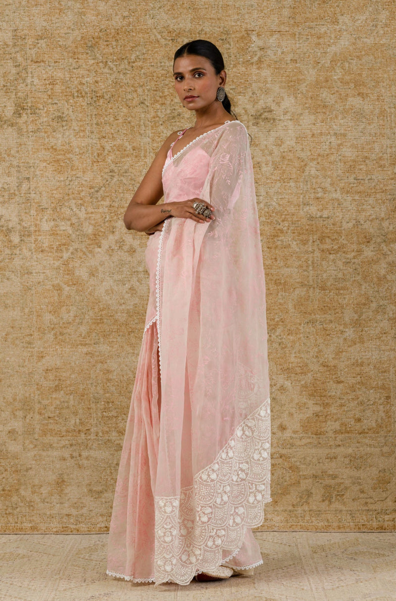 Water Pink Organza Saree