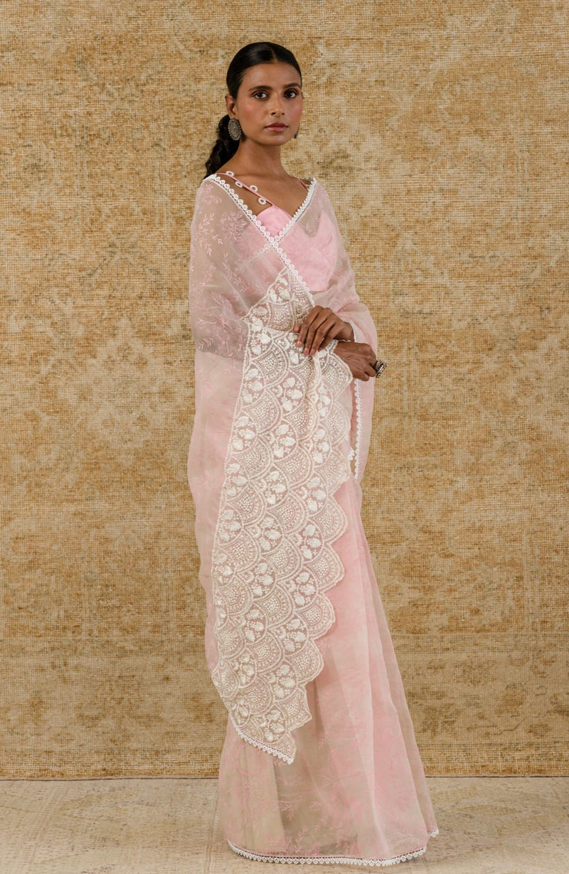 Water Pink Organza Saree