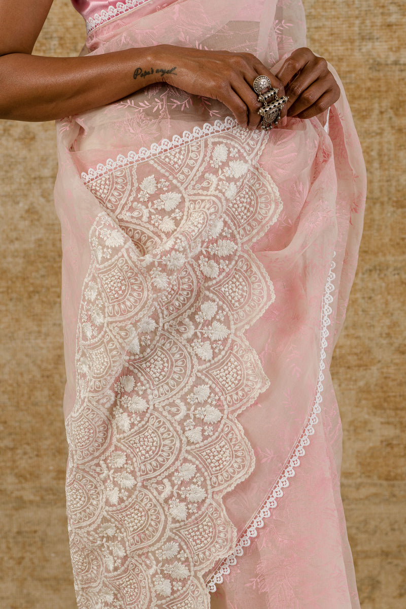 Water Pink Organza Saree