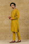 Mustard Silk Chanderi Kurta Set