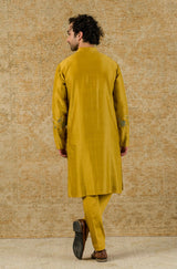 Mustard Silk Chanderi Kurta Set
