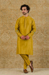 Mustard Silk Chanderi Kurta Set