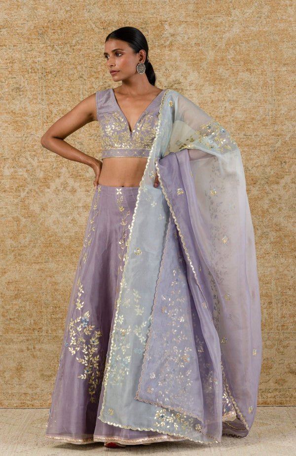 Lilac Silk Organza Lehenga