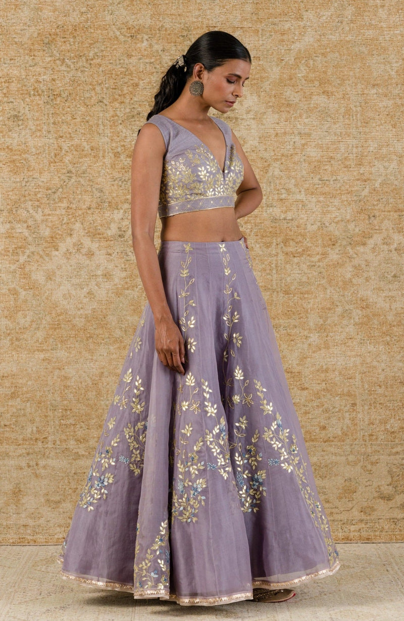 Lilac Silk Organza Lehenga