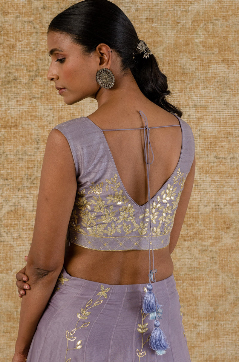 Lilac Silk Organza Lehenga