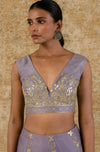 Lilac Silk Organza Lehenga