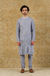 Aegean Blue Block Printed Kurta Set