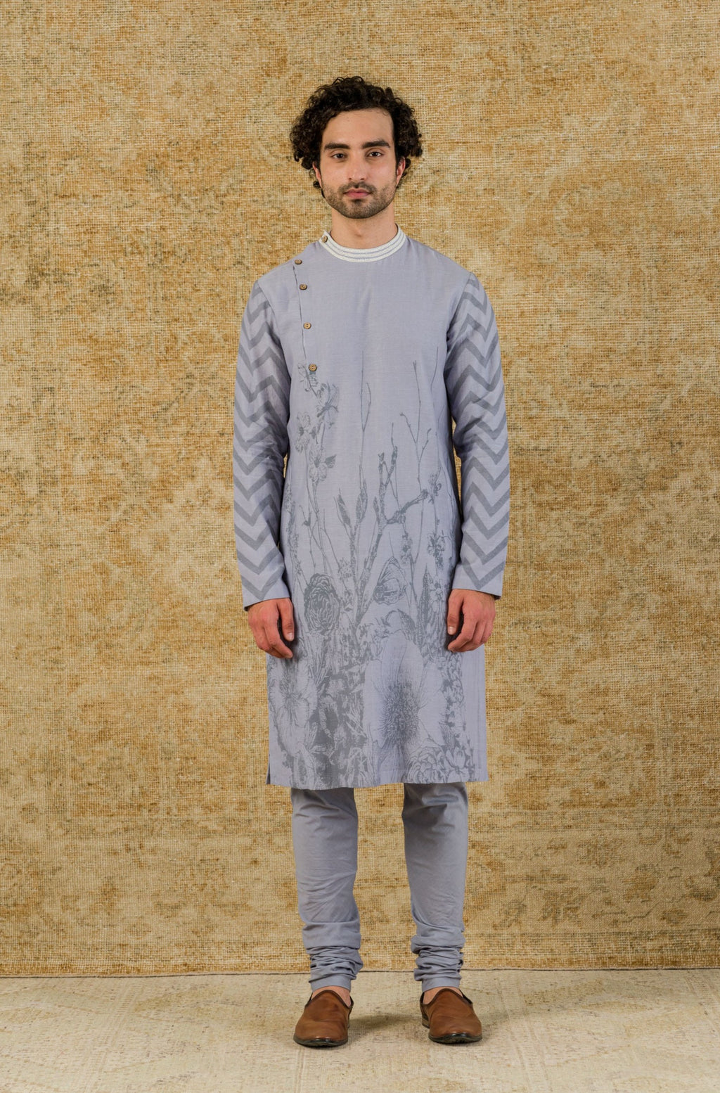 Aegean Blue Block Printed Kurta Set