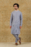 Aegean Blue Block Printed Kurta Set