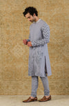 Aegean Blue Block Printed Kurta Set