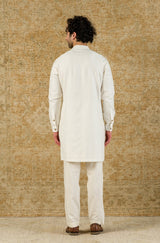 Off White Pin Tuck Shirt Kurta Set