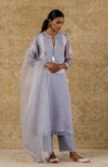 Aegean Blue Embroidered Organza Kurta Set