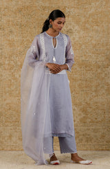 Aegean Blue Embroidered Organza Kurta Set