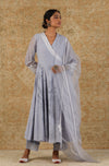 Ash Blue Angrakha Kurta Set
