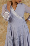 Ash Blue Angrakha Kurta Set