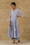 Ash Blue Angrakha Kurta Set