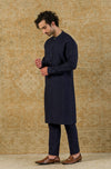 NAVY COTTON SILK BLEND KURTA SET