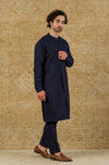 NAVY COTTON SILK BLEND KURTA SET