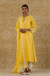 Yellow Chanderi Straight Embroidered Kurta Set