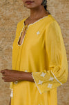 Yellow Chanderi Straight Embroidered Kurta Set