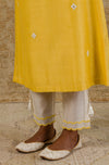Yellow Chanderi Straight Embroidered Kurta Set