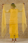 Yellow Embroidered Organza Kurta Set
