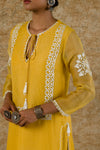 Yellow Embroidered Organza Kurta Set