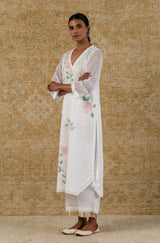 Ivory Kota Hand Paint Kurta Set