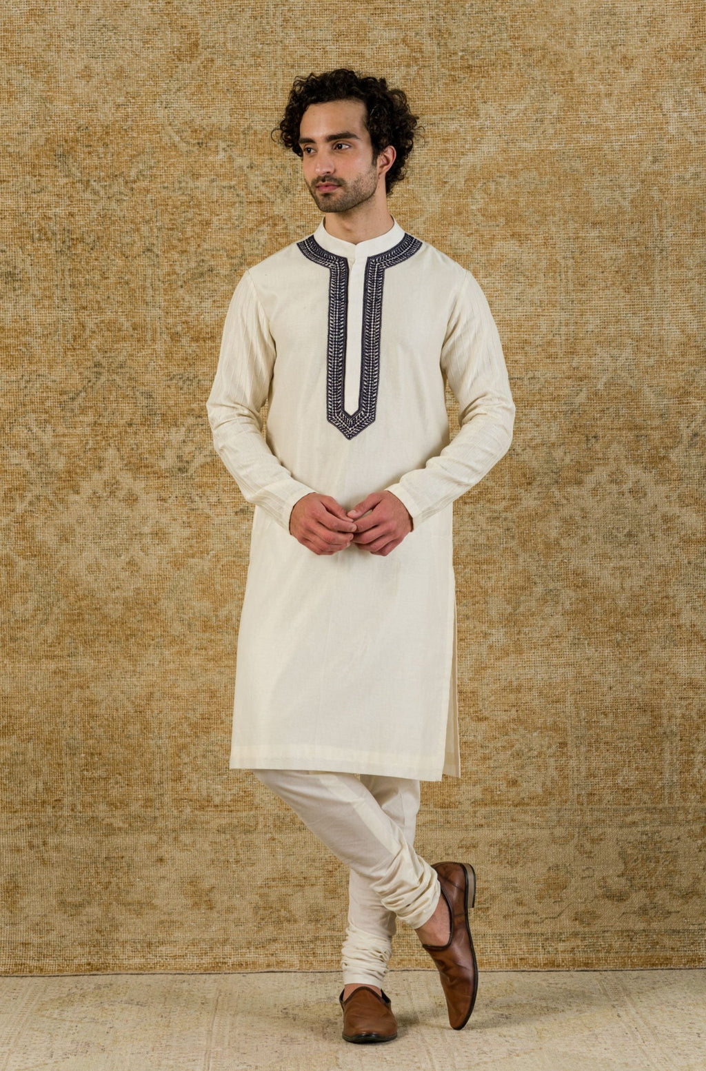Ivory Chanderi Kurta Set