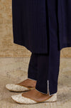 Navy Pin Tuck Embroidered Kurta Set