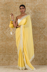 Akansha Ranjan Kapoor in  Lemon Yellow Georgette Saree
