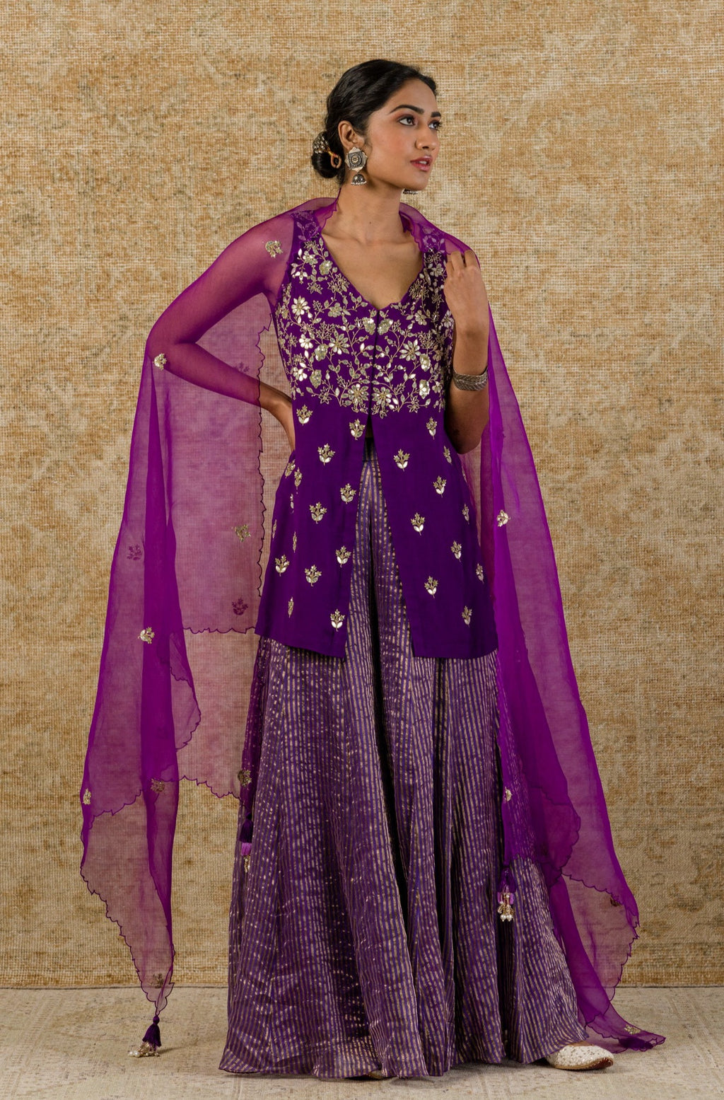 Purple Georgette Sharara Set