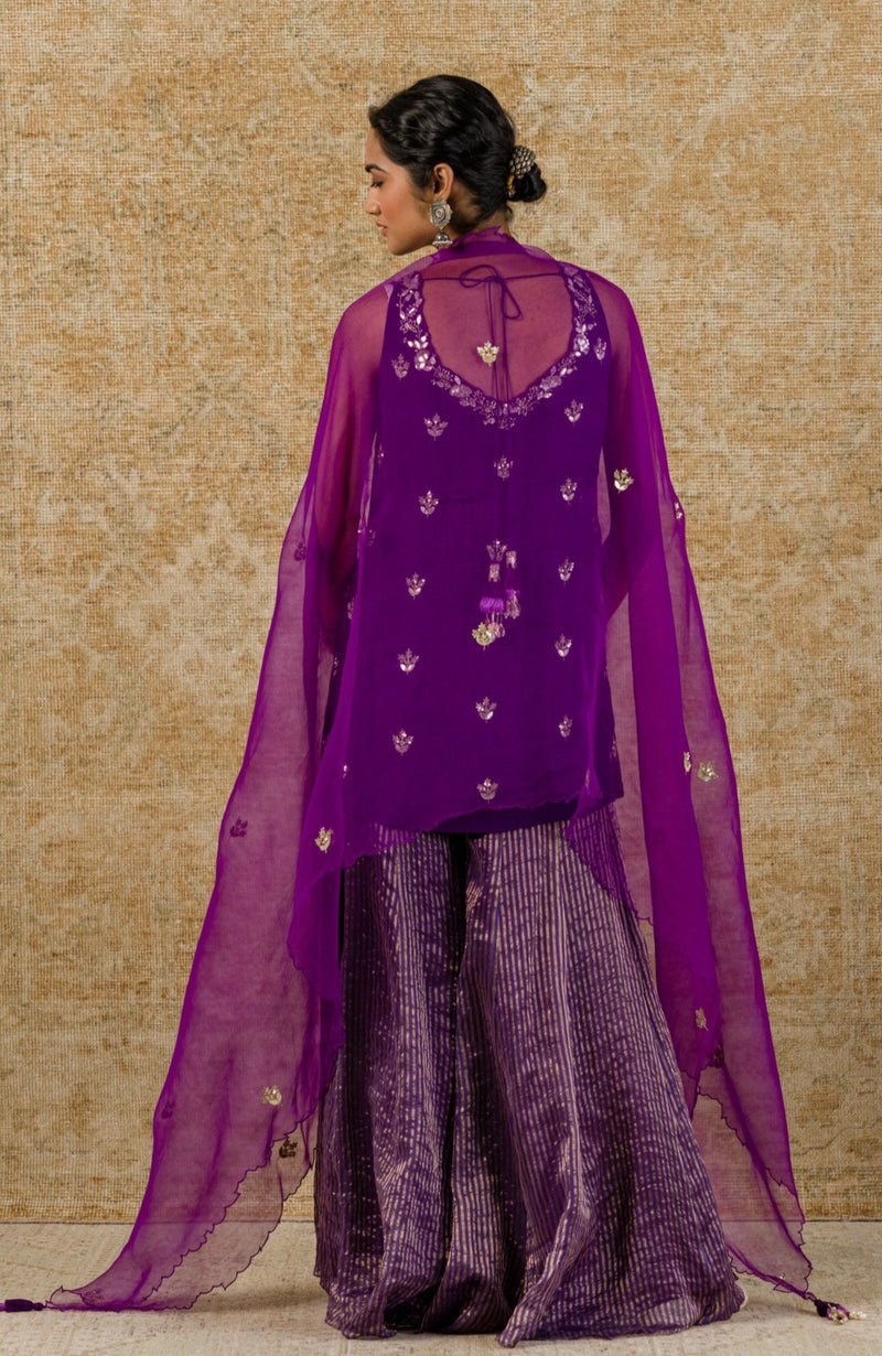 Purple Georgette Sharara Set