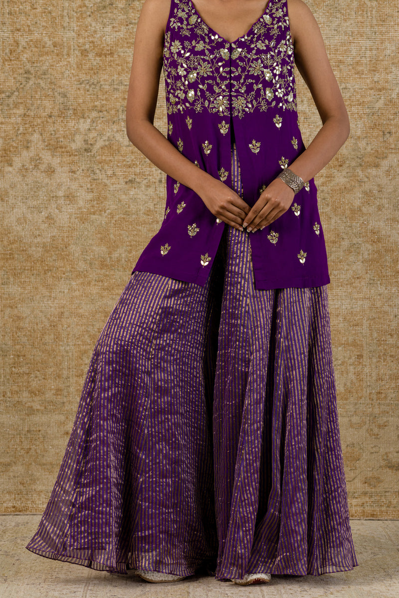 Purple Georgette Sharara Set