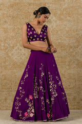 Purple Georgette Lehenga Set