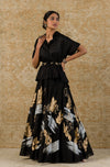 Black Hand-Painted Skirt with Top