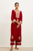 Maroon Dori Embroidered Kurta Set