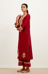 Maroon Dori Embroidered Kurta Set